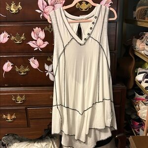 POL Cream Sleeveless Tunic with Button Detail